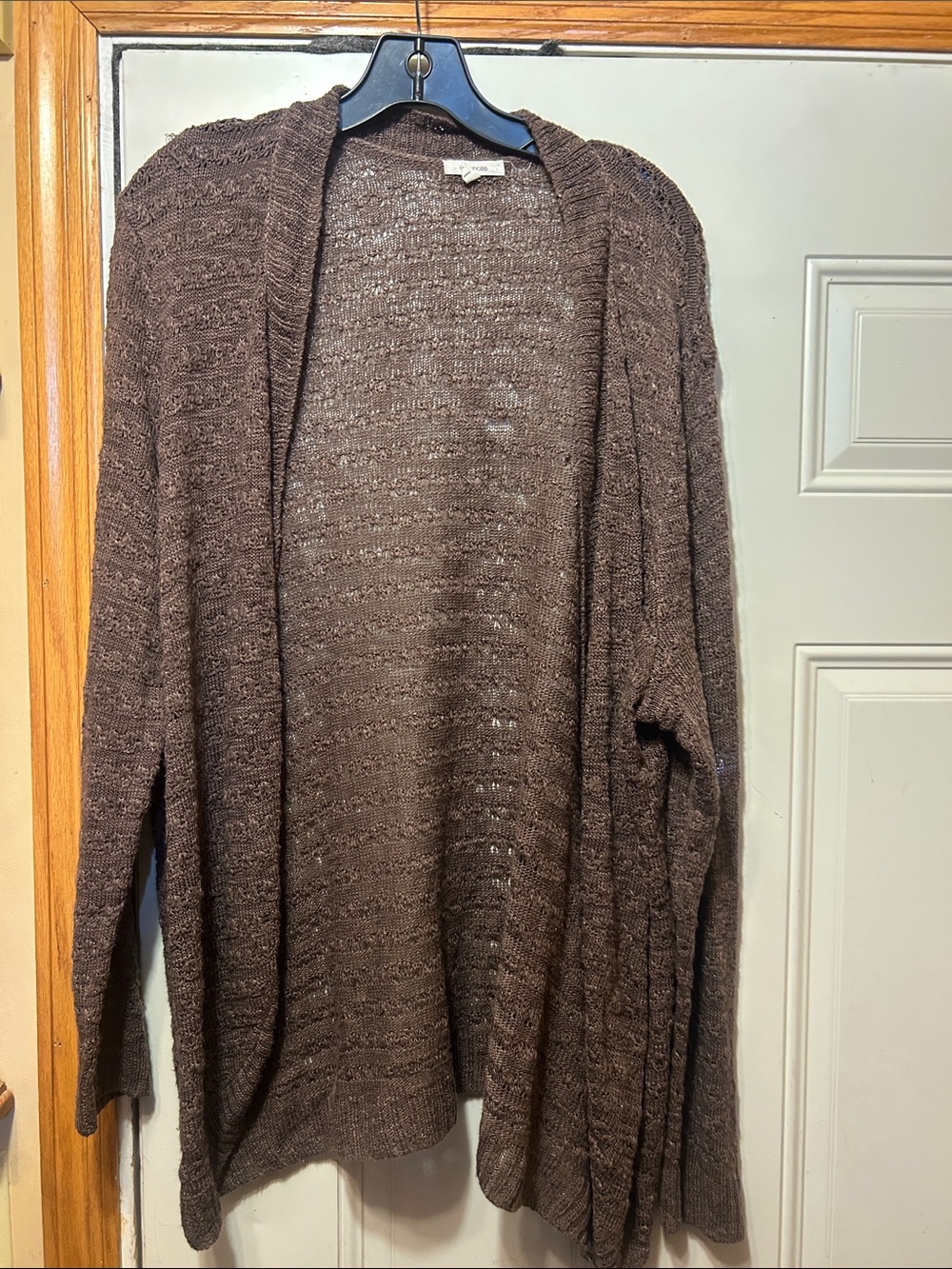 Brown Open-Front Women's Sweater Cardigan 1